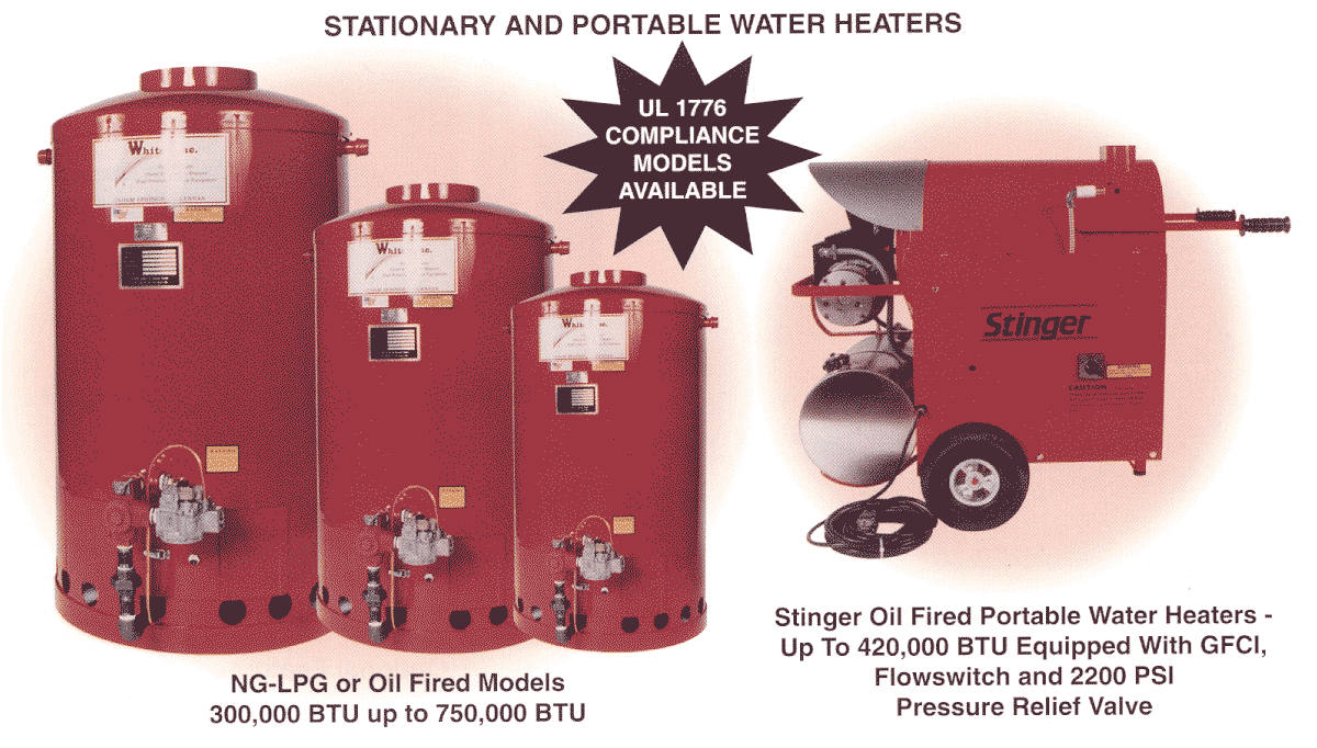 Whitco stationary and portable water heaters